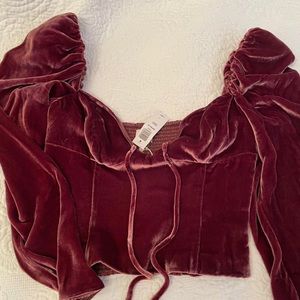 Aritiza Wilfred velvet top burgundy